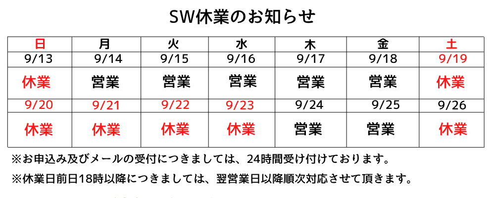 連休休み期間